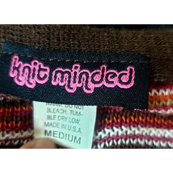 VTG Knit Minded Womens Knit Dress M Nature Multicolor Striped V-Neck Stretchy - Picture 5 of 8